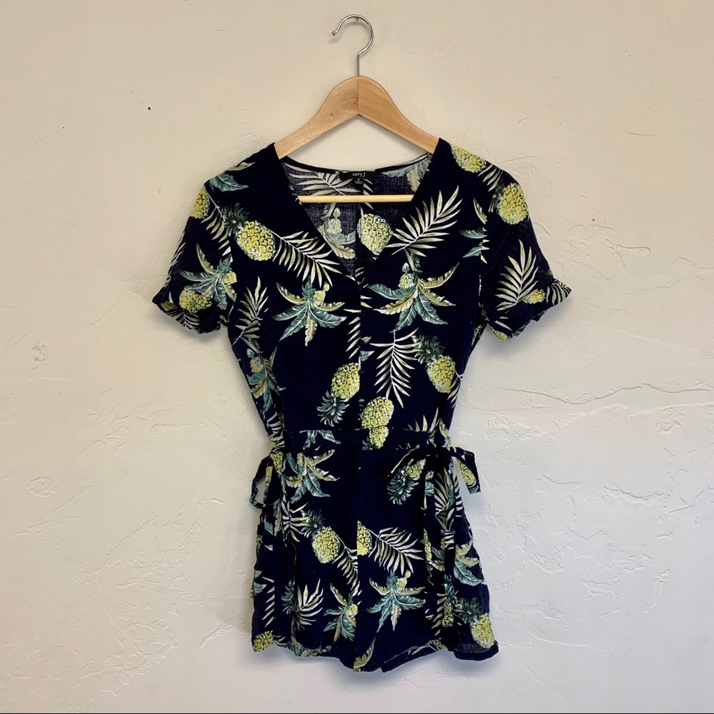 Very J Navy Blue Pineapple Romper